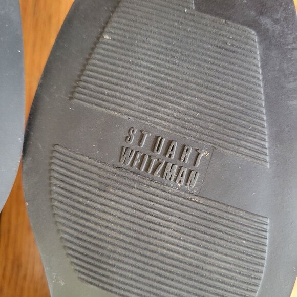 Stuart Weitzman Black Leather Slip On Shoes 7W‎ Spain Chunky Heels 90s Y2K - Picture 8 of 9
